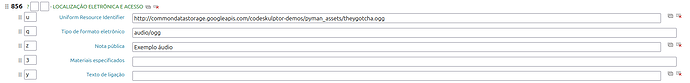 Edição do campo 856